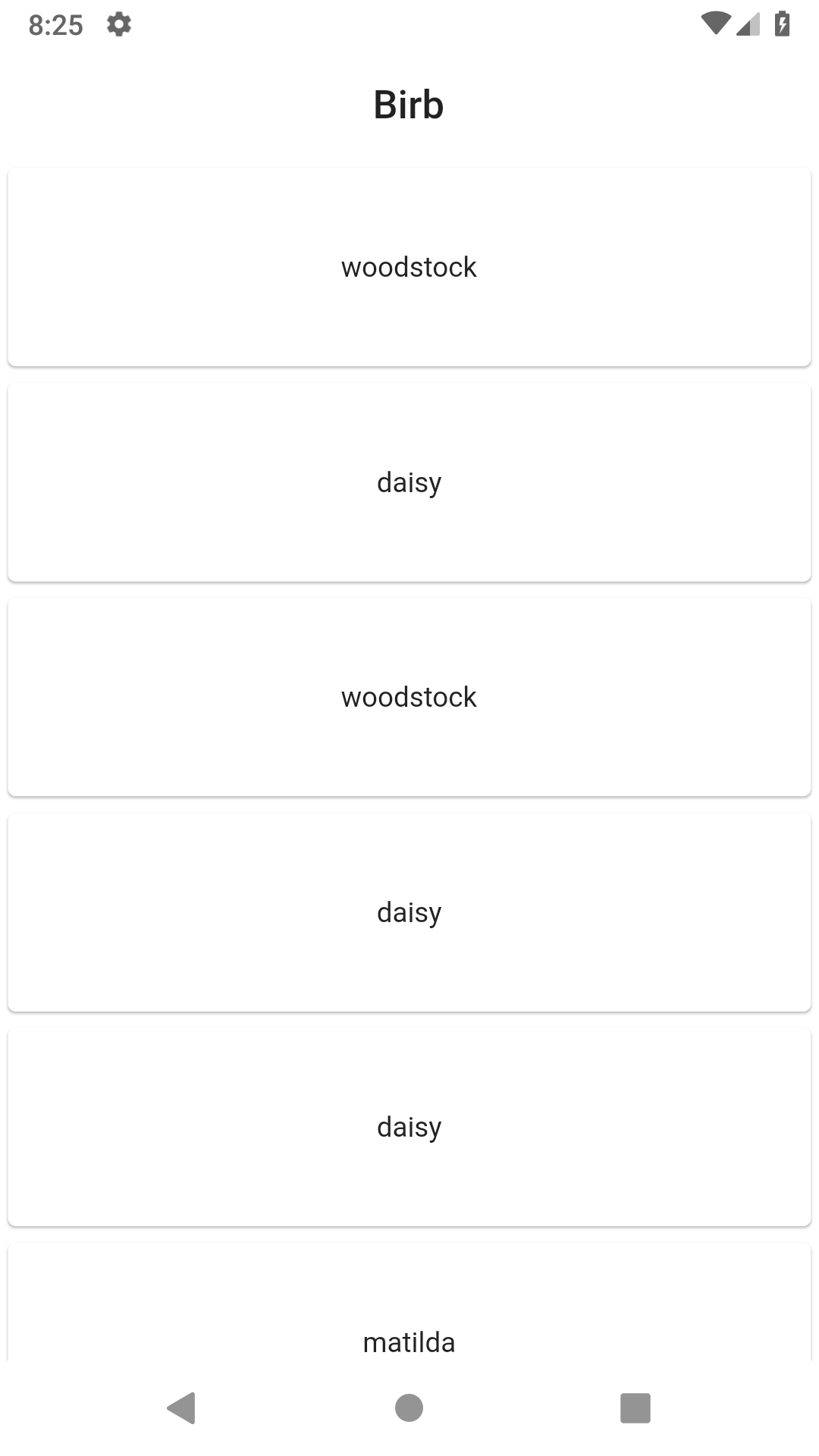 Screenshot of rendered mock usernames